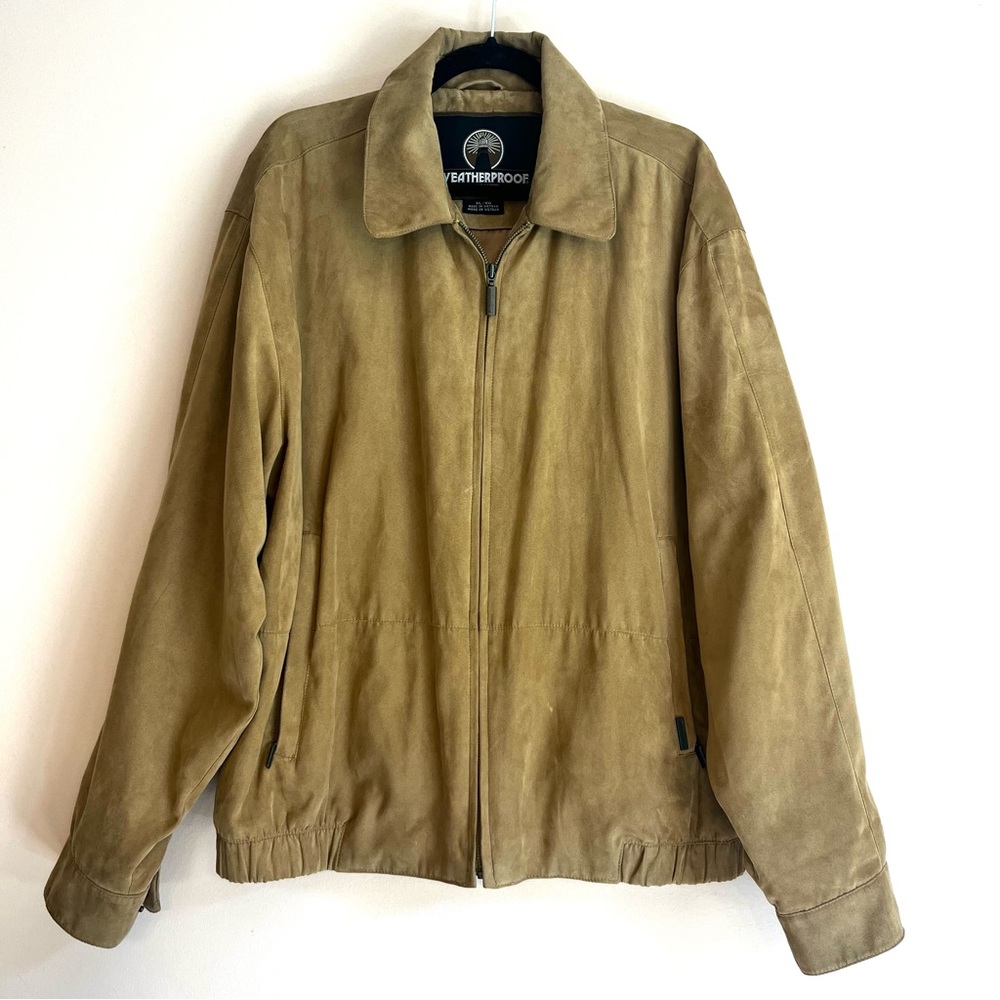 Weatherproof Men's Chore Jacket, Faux Suede, Tan, Size XL, Vintage style